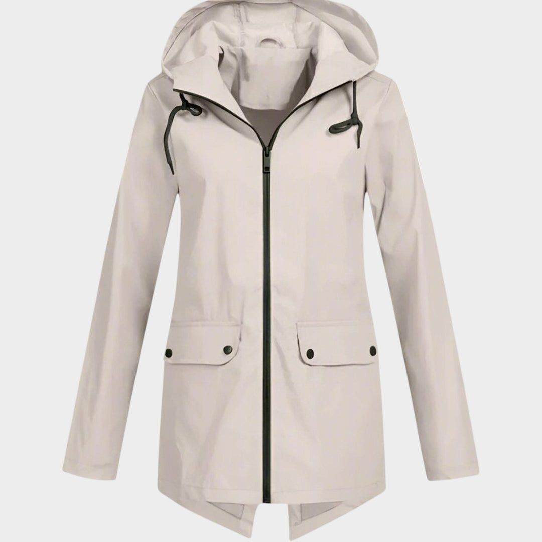 Women’s Waterproof Rain Jacket Hooded Longline Design