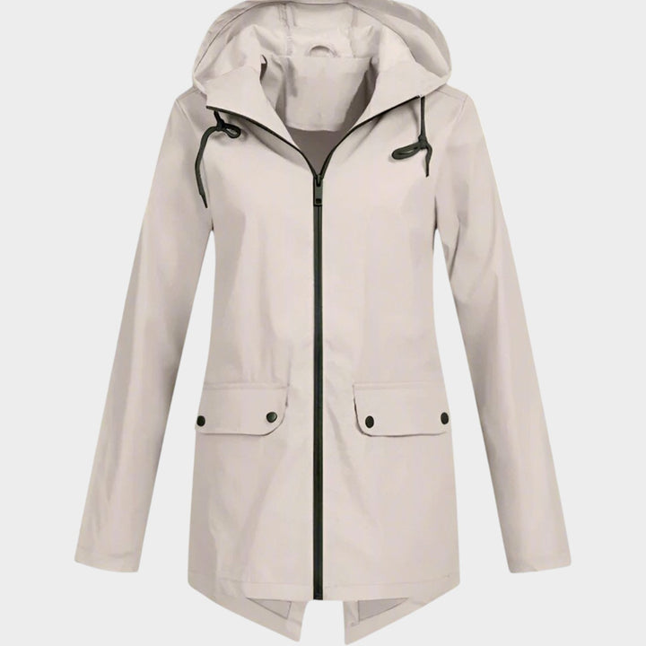 Women’s Waterproof Rain Jacket Hooded Longline Design