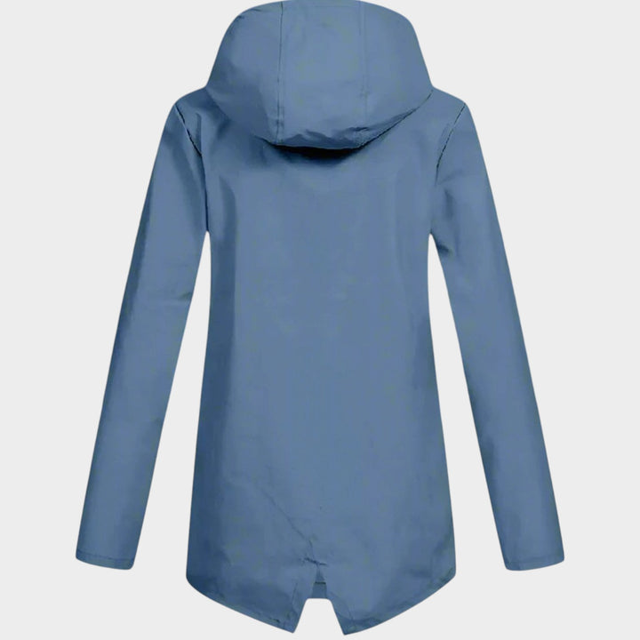 Women’s Waterproof Rain Jacket Hooded Longline Design