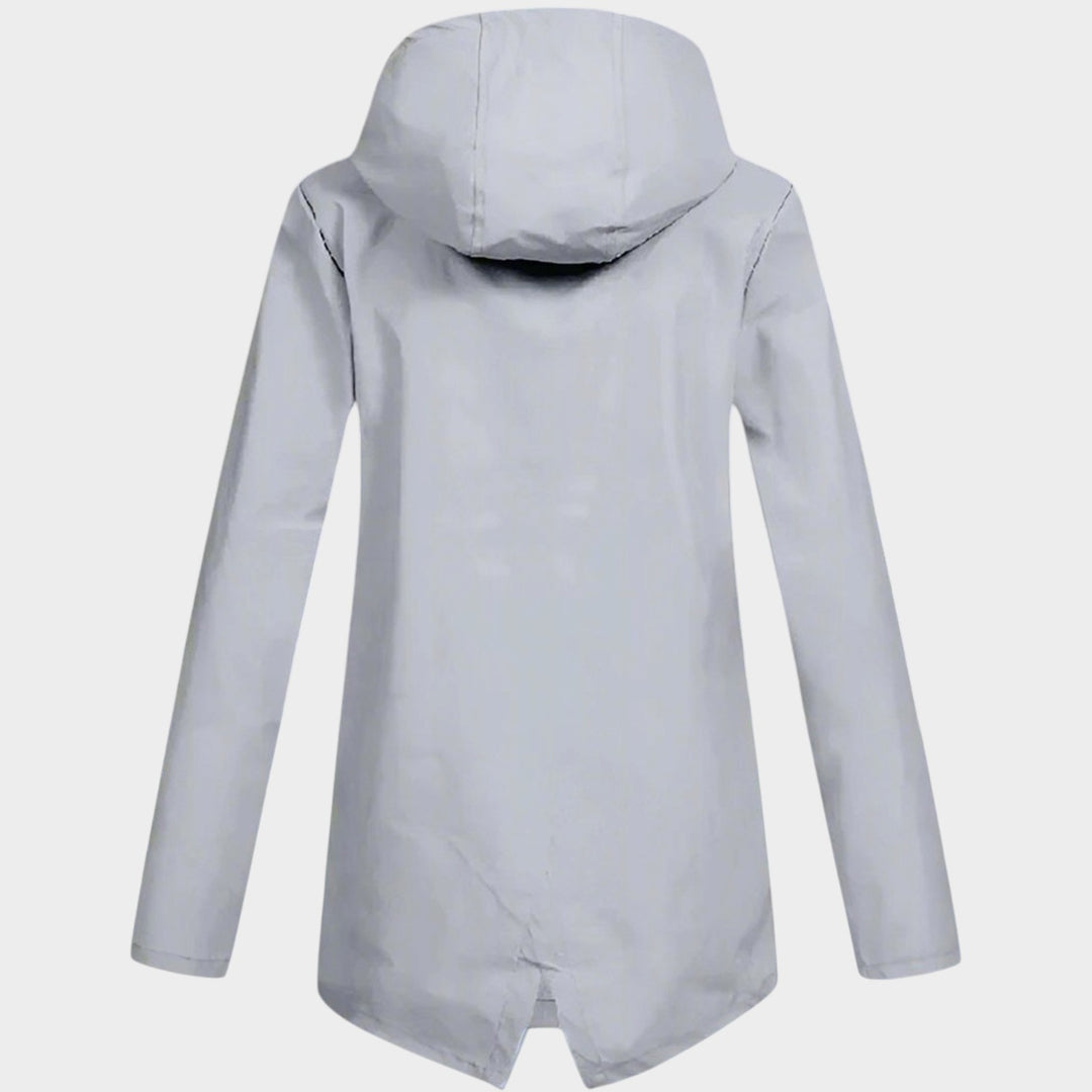 Women’s Waterproof Rain Jacket Hooded Longline Design