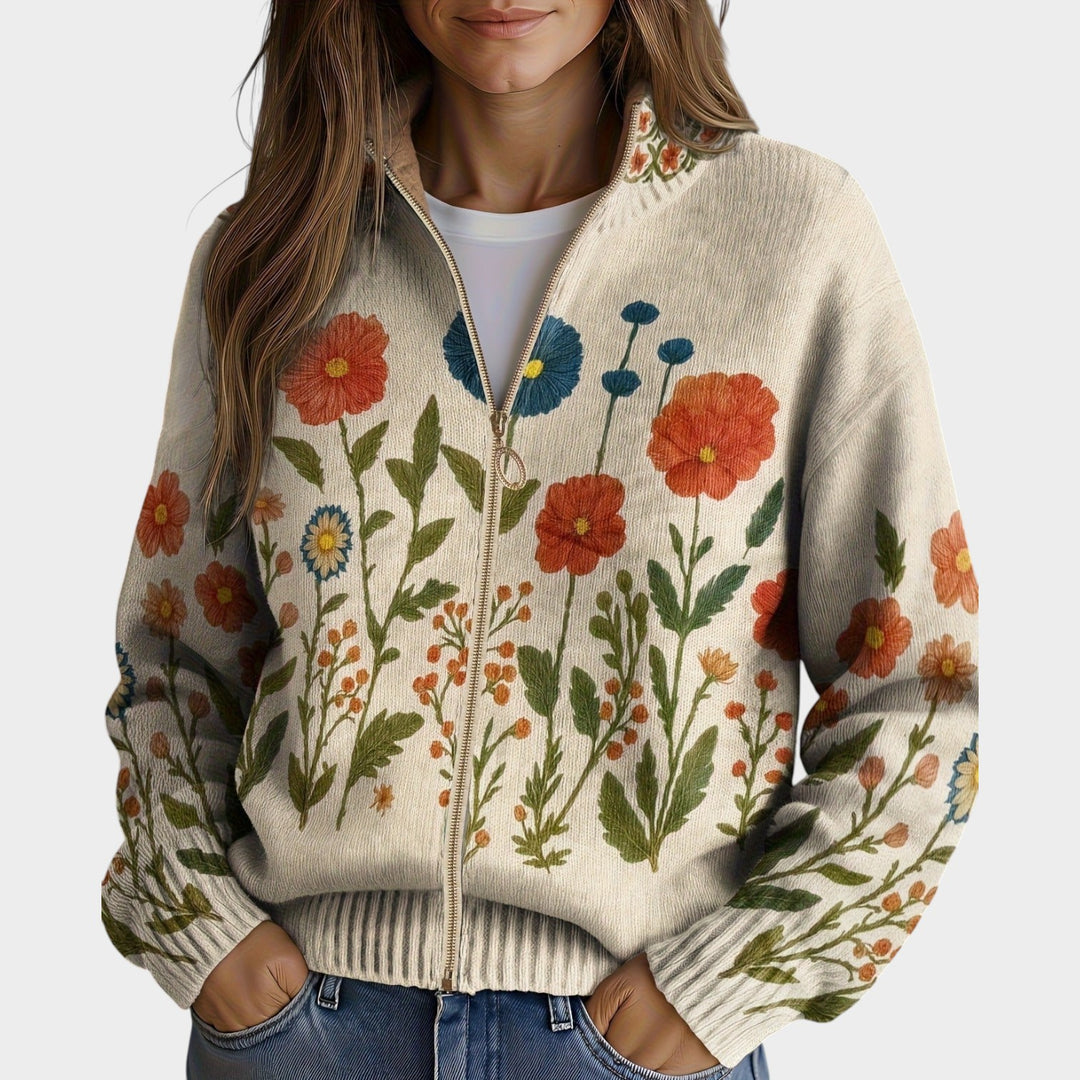 Women’s Floral Zip Cardigan Meadow Inspired Design