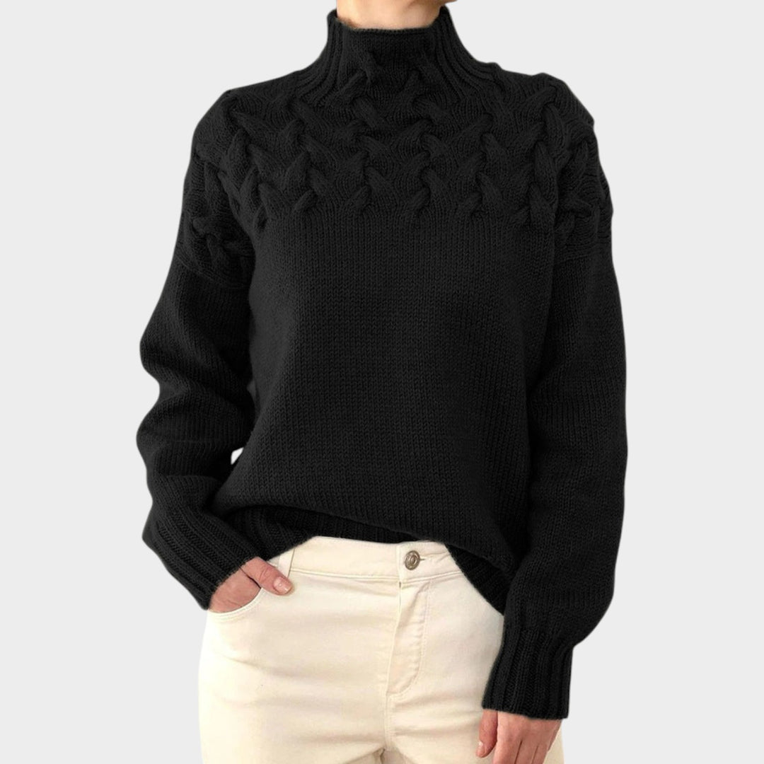 Women’s Cable Knit Turtleneck Sweater Cozy Comfortable Fit
